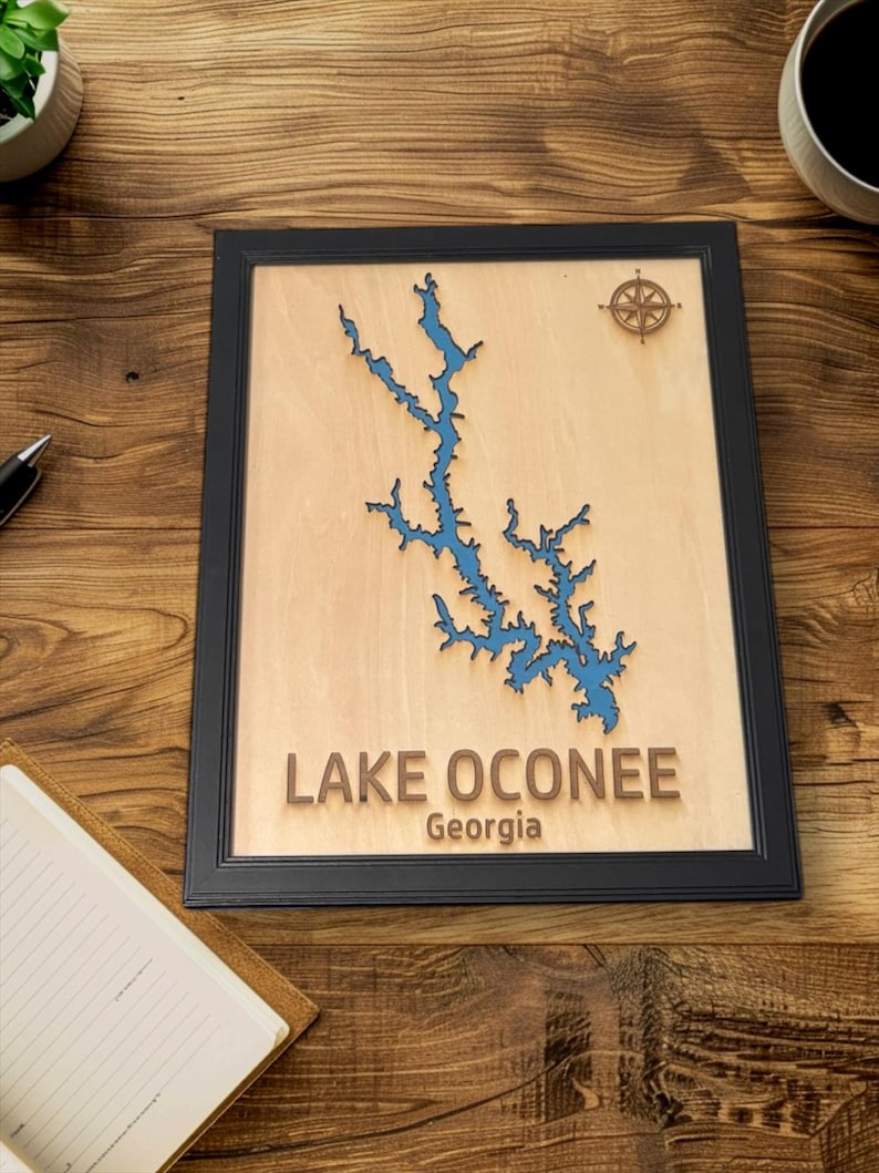 Laser Engraved Lake Maps