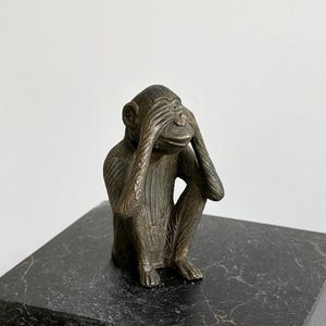 Antique Monkey Statue, Animal Statue, Bronze Statue, Monkey Bronze, Love Monkey, Room Decor, Holiday Gift, Birthday Decor, Unique Monkey