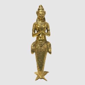 Brass Mermaid Statue, Suvannamaccha, Bronze Statue, Mermaid Figruine, Brass Decor, Ocean, Unique, Handmade, Room Decor, Art