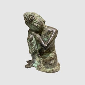 Antique Resting Buddha Statue, Bronze Statue, Buddha Figurine, Zen buddha Decor, Solid Brass, Buddha Sculpture, Vintage, Garden Statue