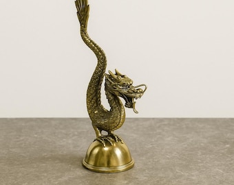 Drakenstandbeeld 12", messing sculptuur, drakenstandbeeld, bronzen standbeeld, dierenstandbeeld, drakenkunst, mystiek dier, handgemaakt