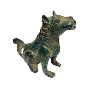 Antique Dog Statue, Unique, Miniature, Dog Bronze Statue, Animal Statue, Holiday Gift, Home Decor, Vintage, Room Decor, Sitting Dog Statue