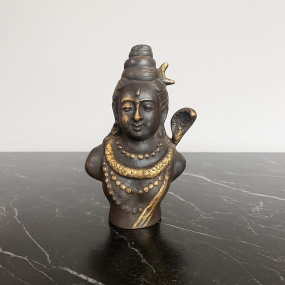 シヴァ神の半身像、ブロンズ神、ブロンズ像、ヒンドゥー教の神、神の像