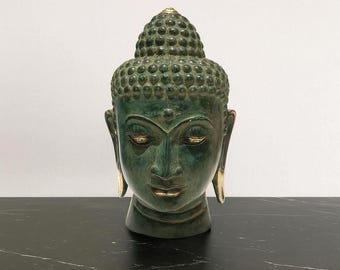 Buddha Head Statue, Bronze Statue, Buddha Art, Buddha Ornament, Spiritual Sculpture Decor, Room Decor, Brass Buddha, Buddha Sculputure