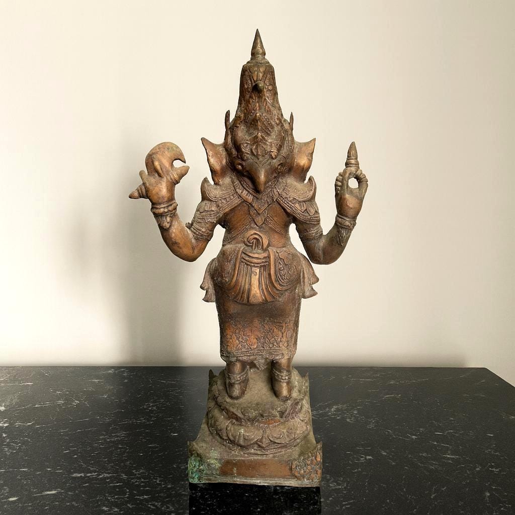 ヴィンテージ ガネーシャ像 18インチ、ブロンズ像、神の像、ガネーシャ