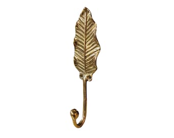 Gancho de pared de latón con forma de hoja, gancho de pared de hoja, gancho de pared de bronce, decoración de baño, decoración tropical, regalo de Navidad, regalo de cumpleaños