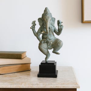 Lord Ganesh Antique Statue, Ganesh with 4 Arms, Bronze Ganesh Statue, Ganesh Idol, Hindu Lord, Ganesh Dancing, Room Decor, Lord Statue