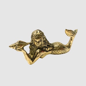 Brass Mermaid Statue, Mermaid Figurine, Bronze Statue, Sea Goddess Sculpture, Unique, Beautiful Mermaid Decor, Room Decor, Birthday Gift