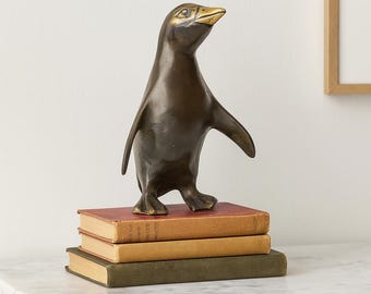 Estatua de pingüino de bronce, estatua de animal, animal de bronce, regalo para amantes de los animales, decoración del hogar, decoración de la oficina, único, miniatura, idea de regalo