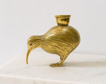 Kiwi Bird with Candle Holder, Bronze Statue, Animal Statue, Animal Figurine, Unique, Miniature, Love Bird, Room Decor, Birthday Decor