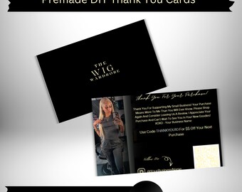 Editable Thank You Hair Business Cards | Business Thank You Cards Canva Templates | DIY Hair Business Cards Editable
