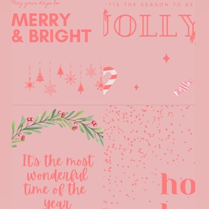 Pink Christmas Posters - Festive Wall Art, Holiday Decor, Modern Pastel Christmas Prints, Winter Wonderland Aesthetic, Digital Download