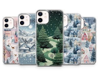 Christmas Phone Case Winter Snow Wonderland Cover for iPhone 16, 15, 14, 13, 12, Samsung S24, S23, S22, A15, A14, Pixel 9Pro XL, 8A