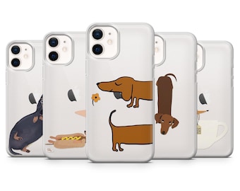 Clear Puppy Phone Case Dachshund Sausage Pet Cover for iPhone 16, 15, 14, 13, 12, Samsung S24, S23, S22, A16, A15, Pixel 9Pro XL, 8A