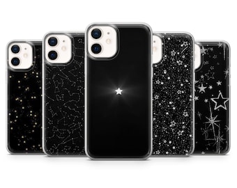 Custodia per telefono celeste con stelle, pianeti e costellazioni per iPhone 16, 15, 14, 13, 12, Samsung S24, S23, S22, A15, A14, Pixel 9Pro XL, 8A
