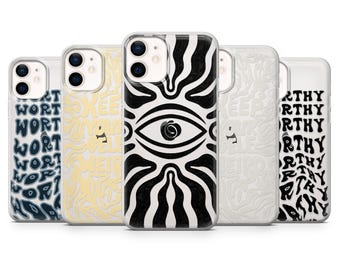 Funda transparente abstracta con diseño de líneas artísticas para iPhone 16, 15, 14, 13, 12, Samsung S24, S23, S22, A16, A15, Pixel 9Pro XL, 8A