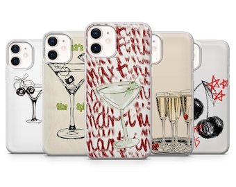 Fancy Cocktail Phone Case Dirty Martini Prosecco Cover for iPhone 16, 15, 14, 13, 12, Samsung S24, S23, S22, A16, A15, Pixel 9Pro XL, 8A