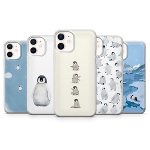 Penguin Phone Case Cute Animal Christmas Cover for iPhone 16, 15, 14, 13, 12, Samsung S24, S23, S22, A16, A15, Pixel 9Pro XL, 8A