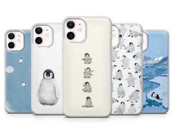 Penguin Phone Case Cute Animal Christmas Cover for iPhone 16, 15, 14, 13, 12, Samsung S24, S23, S22, A16, A15, Pixel 9Pro XL, 8A