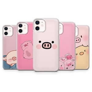Kawaii Pig Phone Case Piglet Oink Piggie Cover for iPhone 16, 15, 14, 13, 12, Samsung S24, S23, S22, A16, A15, Pixel 9Pro XL, 8A