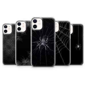 Spider Web Phone Case Black Gothic Tarantula Cover for iPhone 16, 15, 14, 13, 12, Samsung S24, S23, S22, A15, A14, Pixel 9Pro XL, 8A