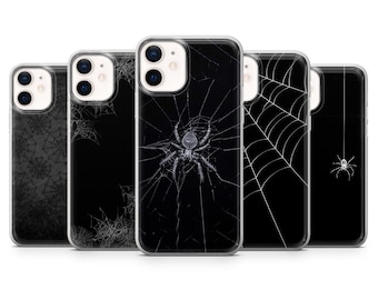 Funda para teléfono con diseño de telaraña, color negro, estilo gótico tarántula, compatible con iPhone 16, 15, 14, 13, 12, Samsung S24, S23, S22, A15, A14, Pixel 9Pro XL y 8A.