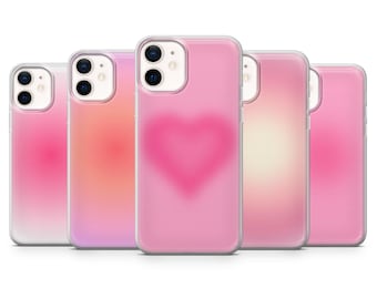 Rosa Aura mobilskal mjukt tonad flicka estetiskt fodral för iPhone 16, 15, 14, 13, 12, Samsung S24, S23, S22, A15, A14, Pixel 9Pro XL, 8A