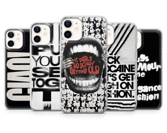 Script Font Phone Case Black Poster Lettering Cover for iPhone 16, 15, 14, 13, 12, Samsung S25Fe, S24, S23, A22, A16, A26, Pixel 9Pro, 8A, 7