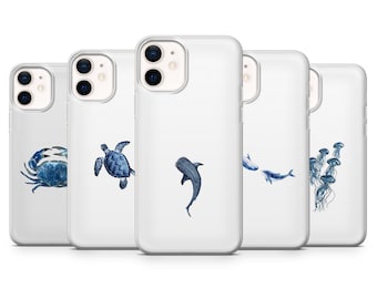 Aquatic Animals Phone Case Ocean Sea Creature Cover for iPhone 16, 15, 14, 13, 12, Samsung S24Ultra, S23, S22, A15, A14, Pixel 9Pro XL, 8A