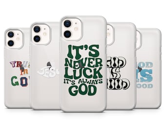 Clear God Phone Case Transparent Jesus Bible Cover for iPhone 16, 15, 14, 13, Samsung S25Fe, S24, S23, A22, A16, A26, Pixel 9Pro, 8A, 7