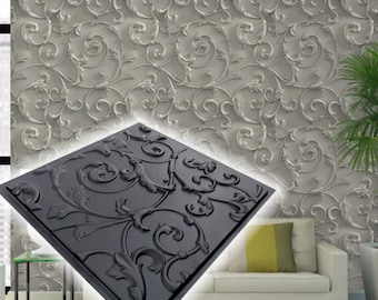 May include: A black 3D wall tile with a raised floral design. The tile is made of a durable material and can be used to add a touch of elegance to any room.