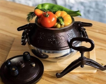 Olla a presión tradicional afgana de aluminio fundido Kazan, también llamada caldero afgano y kadai