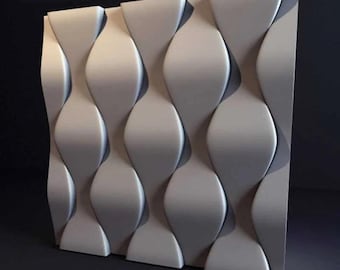 May include: A white 3D wall panel with a wavy, geometric design. The panel is made of a lightweight material and is easy to install.