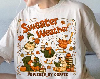 Silly Goose Book Fall Shirt, Funny Sweater Weather Goose Shirt, Fall Teacher Gift, Cozy Autumn School Teacher Gift, Cozy Fall Season Gift