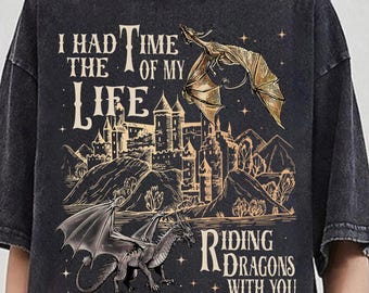 Camiseta "Eu me diverti muito cavalgando dragões com você", Esquadrão Ridoc Quest, Dragão de quarta asa Tairn Andarna, Presente de Cavaleiro Dragão Aretiano