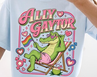 Funny LGBTQ Alligator Shirt, Ally Gaytor Pride Month TShirt, Rainbow Flag Alligator Tee, Support Equality Gift, Trans Rights Liberal Shirt