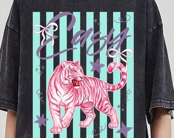 Camiseta Easy Tiger, Camiseta Preppy Summer Bay Coastal, Camiseta Listrada Tiger, Camiseta Retrô Tiger, Camiseta com Estampa de Tigre, Camiseta Boho Moderna