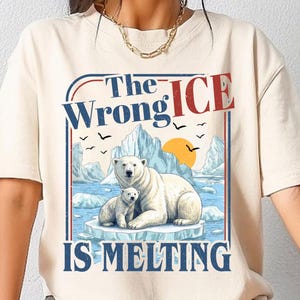 Camiseta "O Gelo Errado Está Derretendo", Camiseta "Abolir o Gelo", Camiseta de Justiça Social, Camiseta sobre Mudanças Climáticas, Camiseta "Igualdade é Igualdade de Direitos", Camiseta de Protesto Contra o Gelo