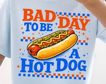 Camiseta "Dia Ruim Para Ser um Cachorro-Quente", Camiseta do 4 de Julho, Camiseta do Dia da Memória, Camiseta do Dia do Trabalho, Camiseta do Dia da Independência, Camiseta Vermelha, Branca e Azul