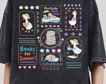 Camiseta "Ganso Reservado para o Verão", Camiseta de Leitura de Verão, Camiseta de Professor(a) Lendo, Camiseta de Ganso Amante de Livros, Camiseta de Professor(a) de Alfabetização, Camiseta de Professor(a) Ganso(a) Divertido(a)