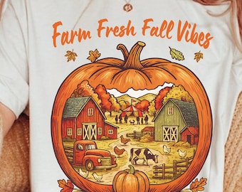 Camiseta com estampa de abóbora, pequena fazenda, com clima de outono, camiseta Howdy Halloween, camiseta Farm Fresh Fall, camiseta Farmer Halloween, camiseta Hello Pumpkin