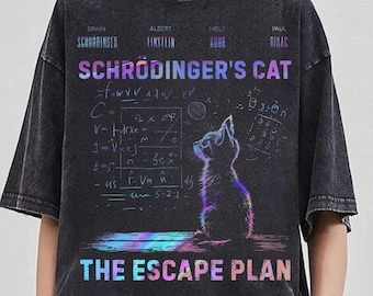 Maglietta con il gatto di Schrödinger, Maglietta con il piano di fuga, Appassionati di fisica, Maglietta con gli scienziati quantistici, Maglione divertente con il gatto della scienza, Barzelletta da laboratorio per nerd