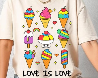 Maglietta LGBTQ con gelato gay, maglietta Love Is Love, maglietta con gelato gay, maglietta LGBT, maglietta Comfort Colors®, maglietta di supporto LGBT, maglietta divertente LGBT