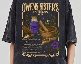 Apothecary Owens Halloween-tröja, magisk praktisk t-shirt, häxkvinna-tröja, Owens Sisters praktisk magi, häxskjorta, hösttröja