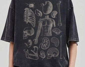 Maglietta con anatomia disegnata a mano, regalo per studenti di medicina, grafica di biologia umana, regalo per insegnanti di scienze, laurea in anatomia vintage per appassionati di anatomia