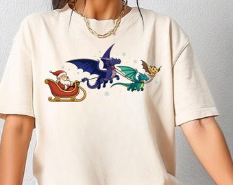 Camiseta navideña de trineo de dragón, Camiseta navideña de la Cuarta Ala, Camiseta fea de jinetes de dragón, Camiseta navideña de fantasía, Jinete de dragón, Regalo para fans de Booktok
