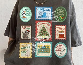 T-shirt classique de film de Noël de Noël, chemise de timbres de lutin, au revoir copain j'espère que vous trouverez votre T-shirt de papa, t-shirt de film classique de Noël, film classique de Noël des années 90