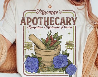 Camiseta de boticario de Maomao, camiseta de remedios y veneno, camiseta de raíces y hierbas, camiseta de anime de brujas, camiseta de estética japonesa, camiseta de pociones lindas