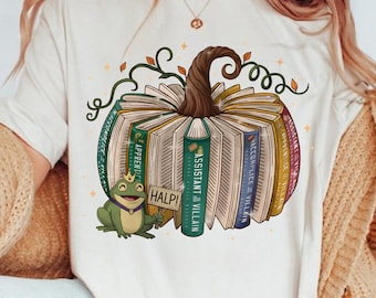 Camiseta de asistente villano de libro de calabaza de otoño, camiseta de Kingsley la rana, camiseta de lectores de fantasía de Booktok, camiseta de amante de los villanos, camiseta de amante de los libros de romance