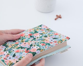 Personalized Floral Bible Cover, Handmade Padded Cotton Book Sleeve